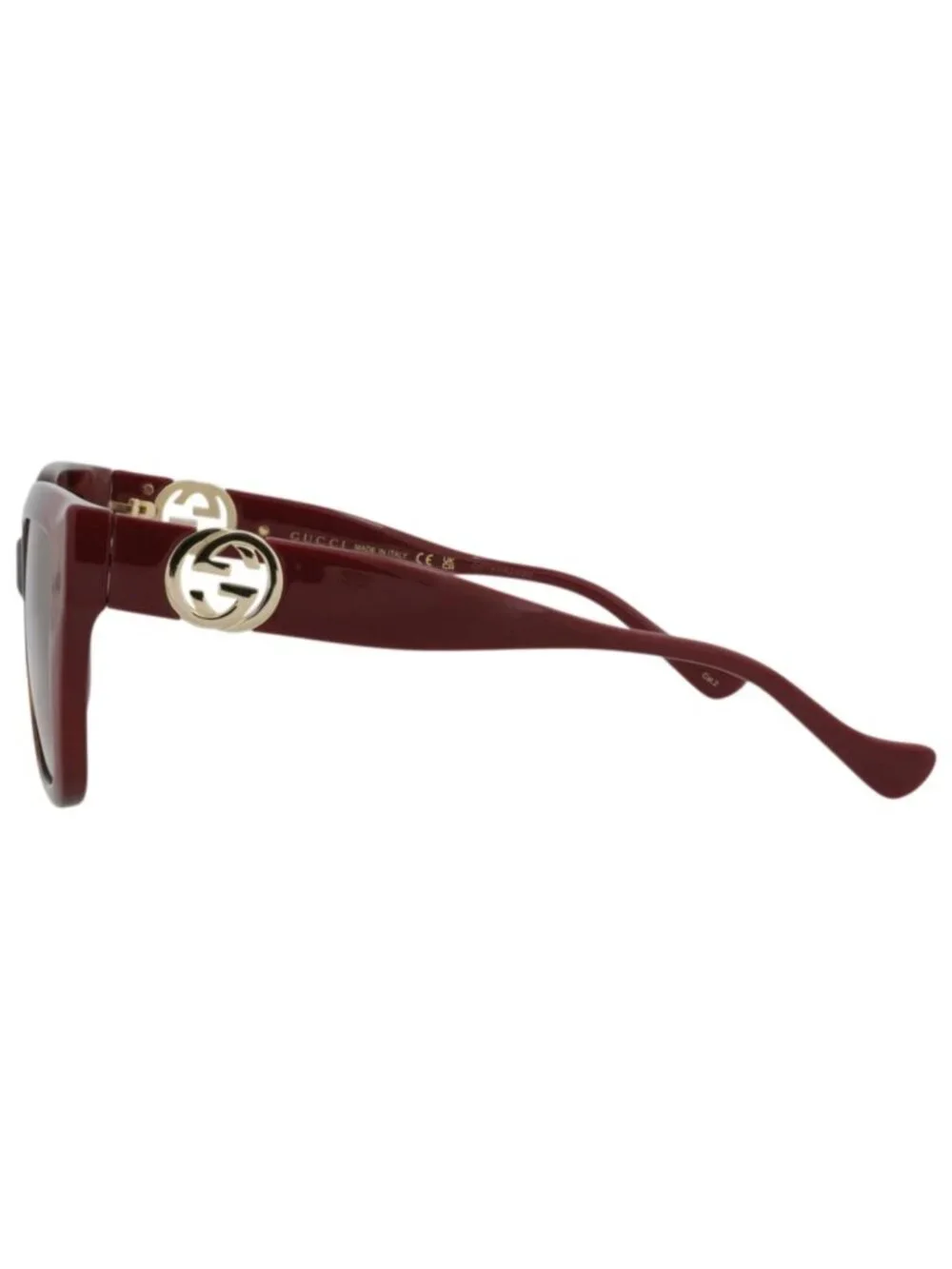 New Gucci Women's Sunglasses Square Rectangle Injection Frame Havana Burgundy